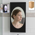 Wall mounted black rotating storage cabinet with oval mirror 22x42 cm