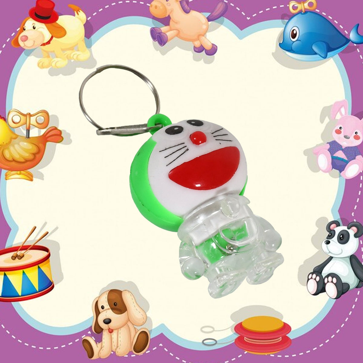 Doremon keychain with a vibrant two-colored lightning design.