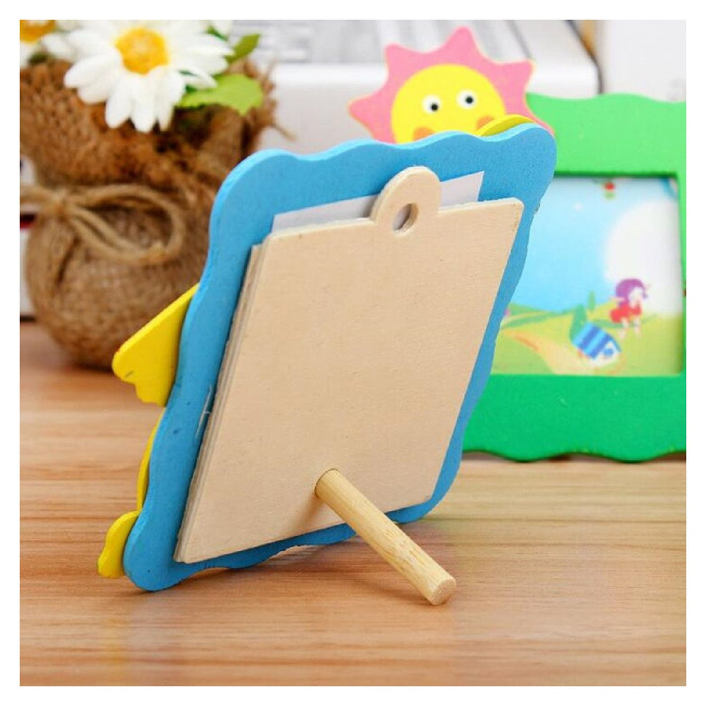 Full display of the charming baby photo frame featuring multiple colorful animal characters.