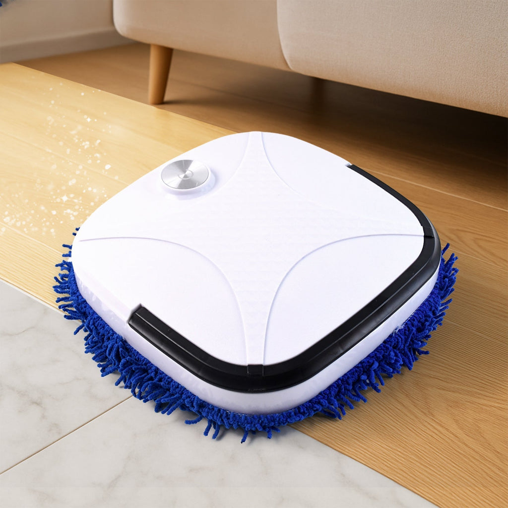 Smart floor cleaning robot with compact design moving on tiles