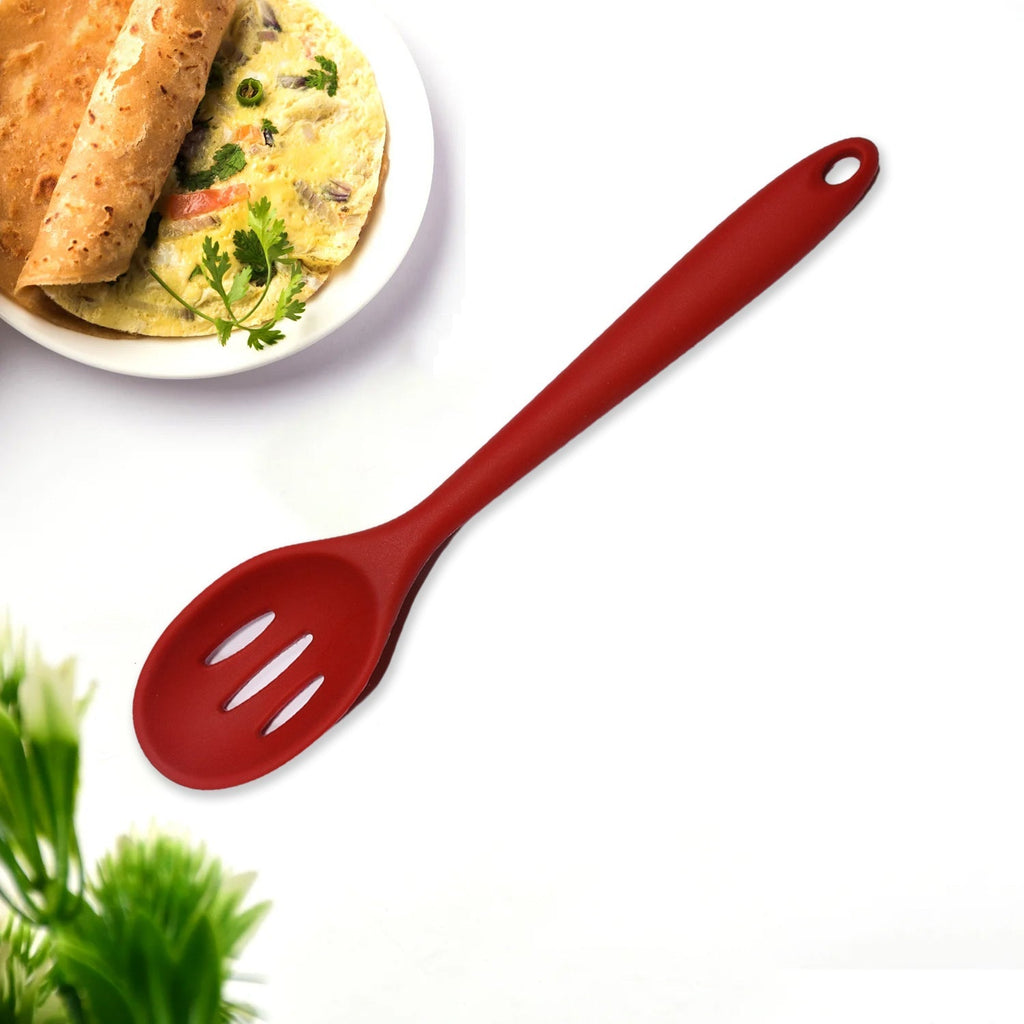 Durable black silicone kitchen turner with a sleek handle, ideal for everyday cooking.
