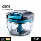 Side view of Ganesh Wonder Hand Chopper, ready for tear-free chopping.