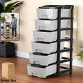 6-layer plastic drawer organizer cabinet with stone texture grey drawers and black frame