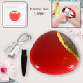 Person holding compact electric nail clipper and file suitable for safe nail trimming