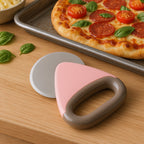 Ergonomic pizza cutter with sharp stainless steel blade on white background