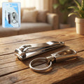 Compact stainless steel nail clipper set with keychain holder for easy portability