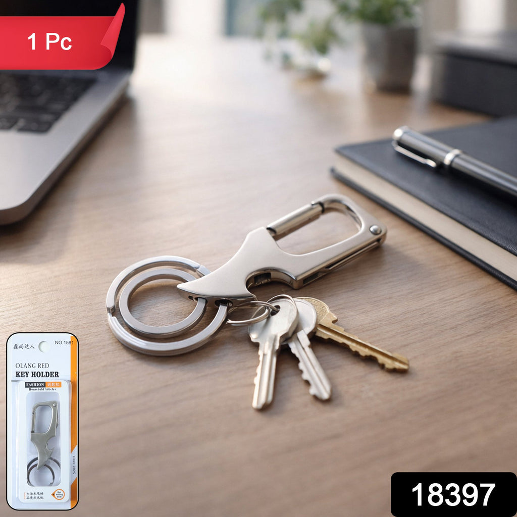 Metal key holder with dual rings and secure lock