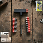 The complete T Handle Screwdriver Set laid out with its organized tool case.