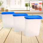 Apex Glory airtight food storage containers with blue lids on kitchen counter