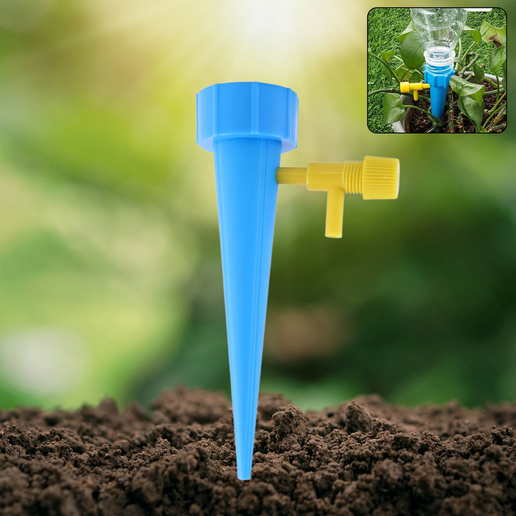 Blue plant watering spike for self-watering plants