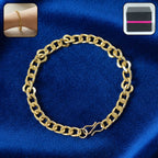 Gold finish classic chain link bracelet for men and women on wrist