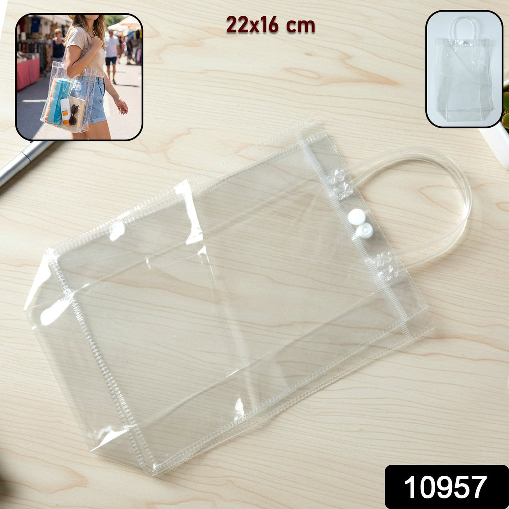 Clear plastic zipper storage pouch included in transparent carry bag collection