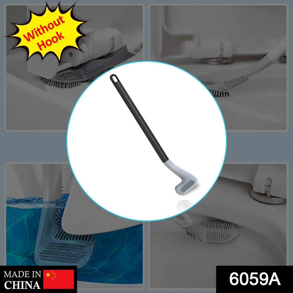 Space-saving long-handled golf toilet brush hanging on its built-in eyelet for quick drying.