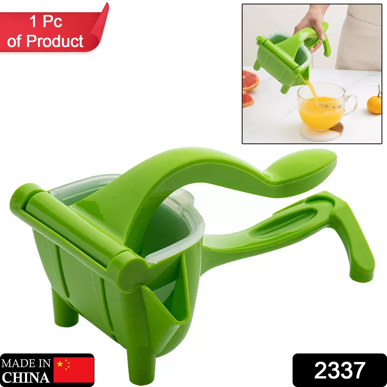 Top-down view of the heavy-duty manual juicer, ready for use.