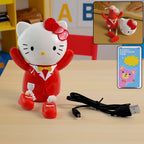 Close-up of kitty-themed USB mini table fan with safe plastic blades