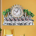 Plastic wall clock with running horse design and sunburst dial