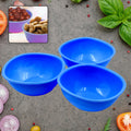 A set of three colorful BPA free plastic bowls, perfect for serving cereal or snacks.