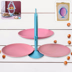 Foldable 3-layer fruit plate with mirror finish and handle