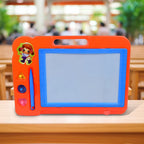 The magnetic writing slate with its attached pen, showcasing its compact design.