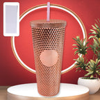 Close-up view of studded anti-slip texture on double walled cold cup tumbler