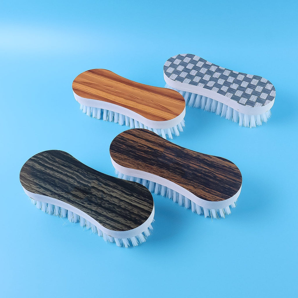 Ergonomic cloth washing brush set with printed tops for efficient laundry cleaning