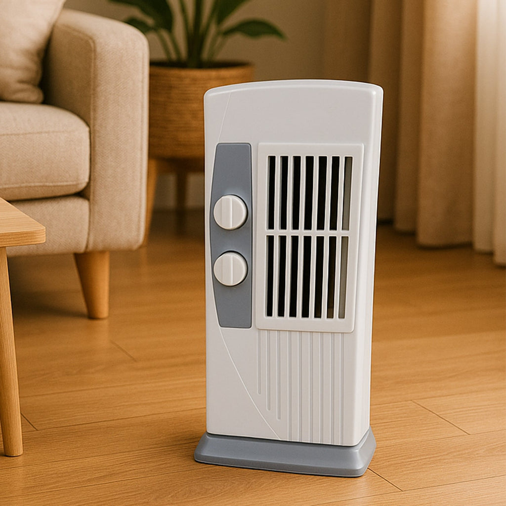 Front view of Orbit micro oscillating tower fan with adjustable speed