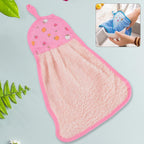 Microfiber kitchen towel with loop hanging for quick drying