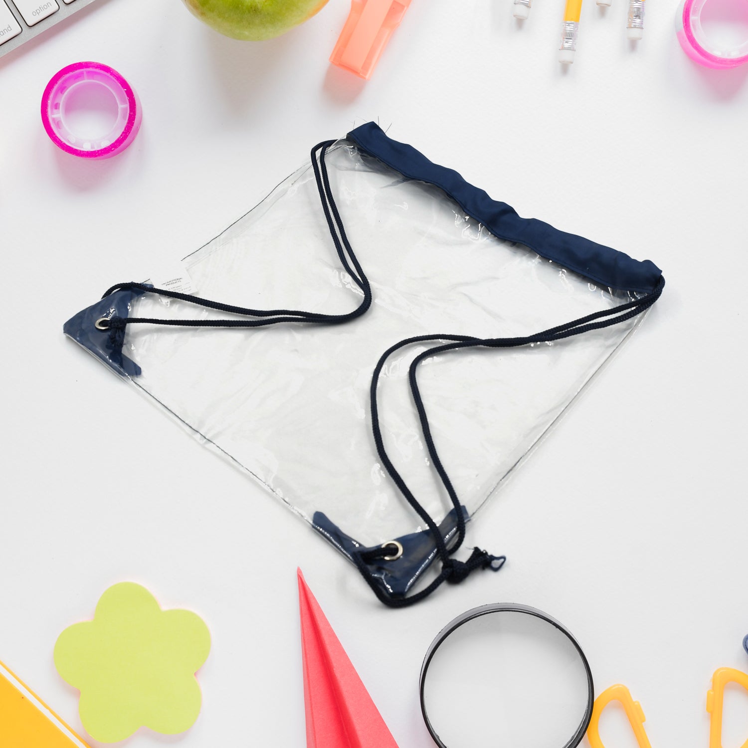 ClassiCarry waterproof plastic pouch featuring a secure string closure, ideal for travel.