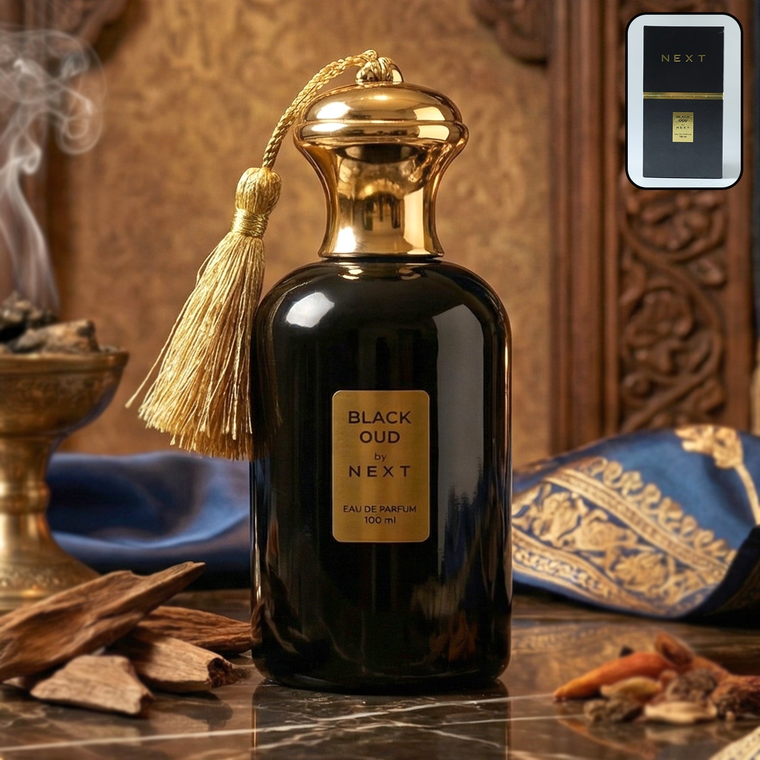Luxury perfume bottle packaging for Black Oud
