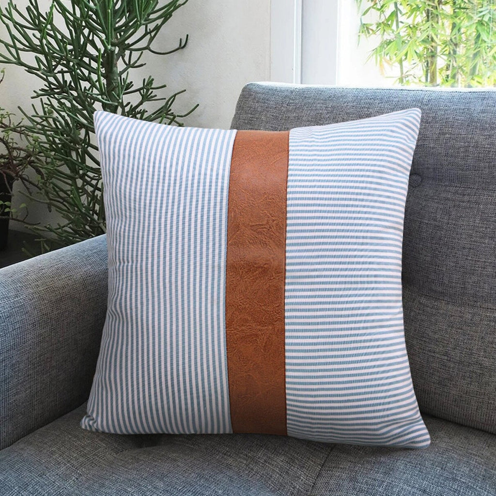 Detailed texture of the premium leather and soft cotton blend fabric