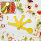 Set of 5 durable plastic measuring spoons for precise baking.