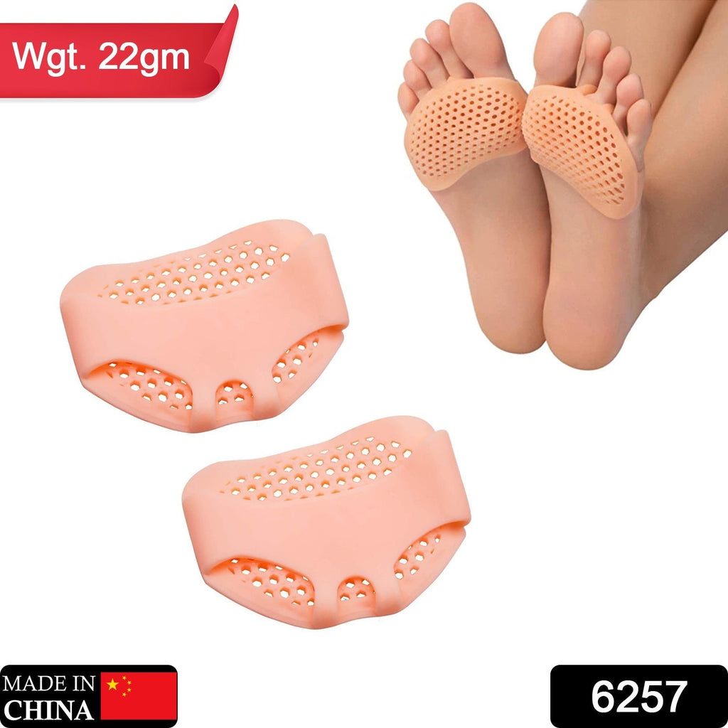 A pair of clear silicone tiptoe protectors displayed on a white surface, ready for use.