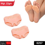 A pair of clear silicone tiptoe protectors displayed on a white surface, ready for use.