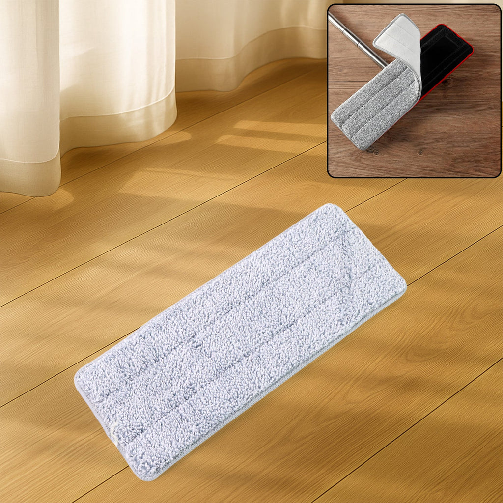 Microfiber mop pad replacement with hook-and-loop backing compatible with flat spray mops