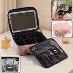 Premium LED makeup organizer box with touch sensor mirror and adjustable compartments