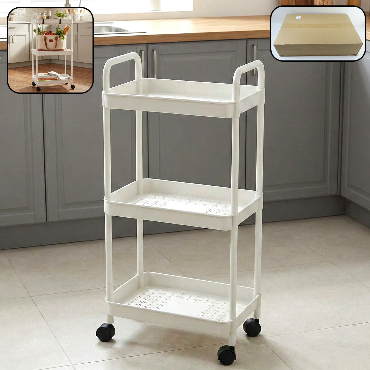 Compact rolling rack with built-in handles for easy mobility