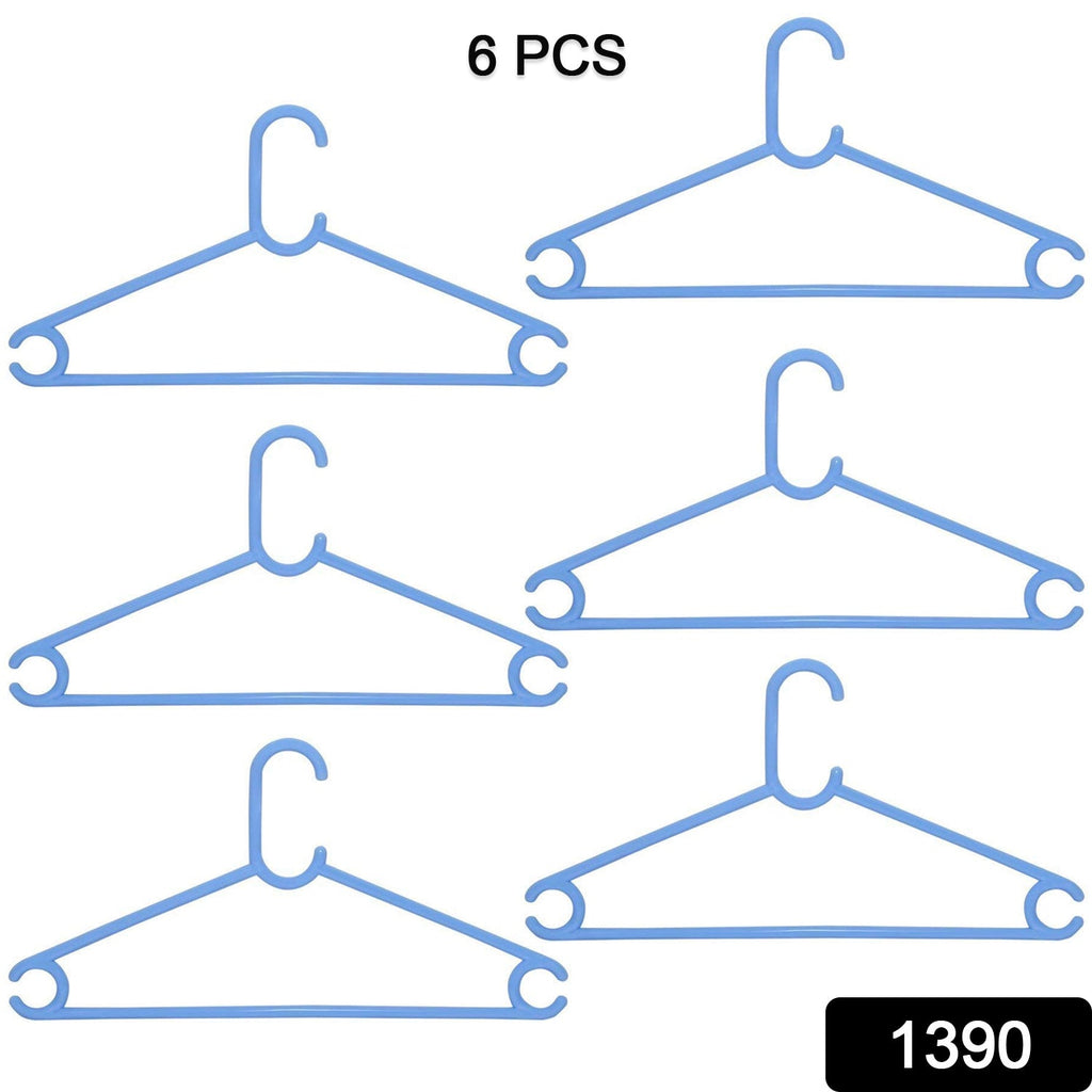 Close-up of a sturdy plastic clothes hanger, showcasing its robust design.