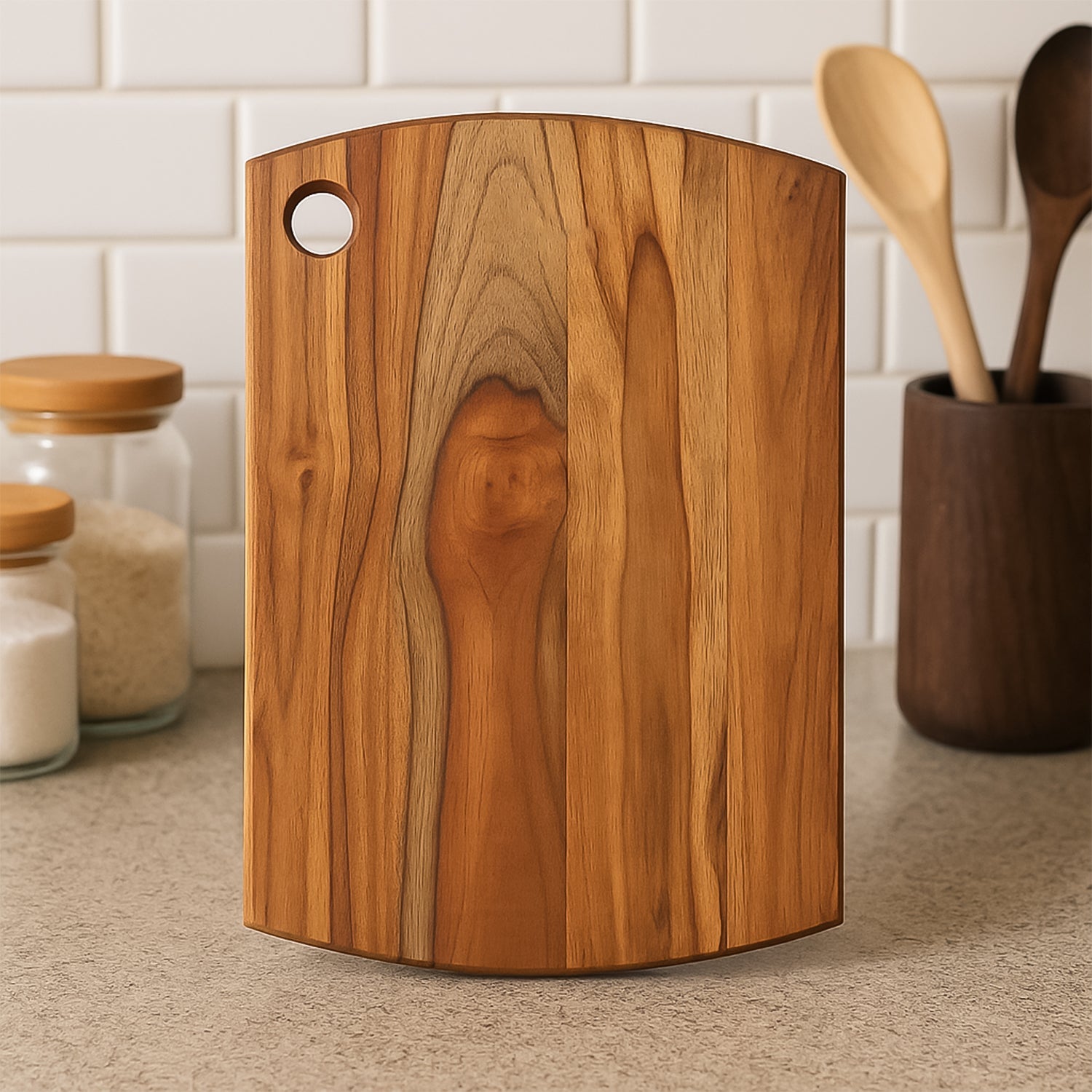 Durable teak wood chopping board for kitchen use