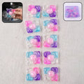 Colourful laundry detergent pods in clear storage box, perfect for stain removal.