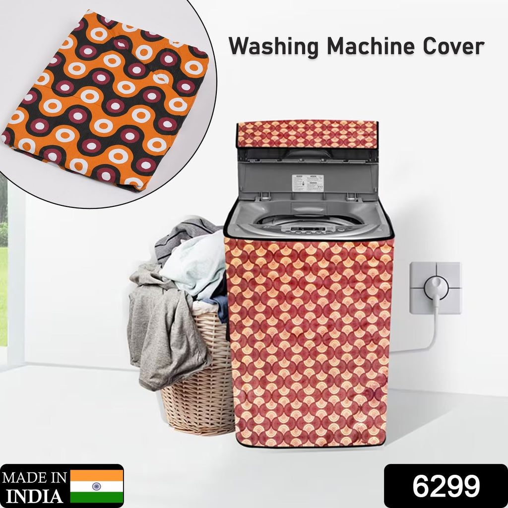 Side view of a patterned fully automatic washing machine cover.