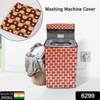 Side view of a patterned fully automatic washing machine cover.