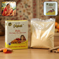 Mahak Pithi face and body powder in a bowl with natural herbs for skin cleansing