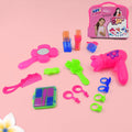 Portable kids beauty set in a vibrant pink briefcase, ready for imaginative play.