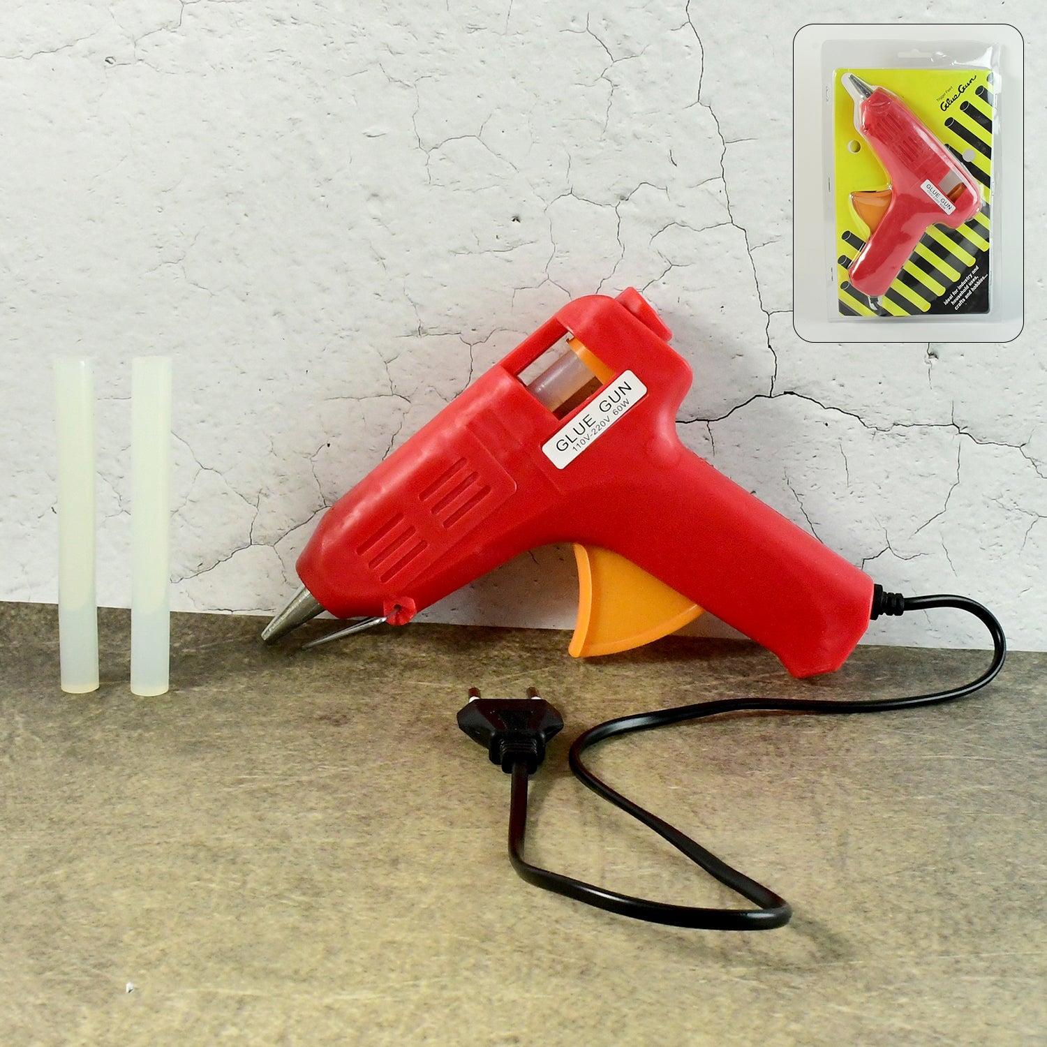Professional 60W hot melt glue gun with included glue stick.
