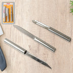 Cisora kitchen knives efficiently slicing fresh vegetables on a cutting board