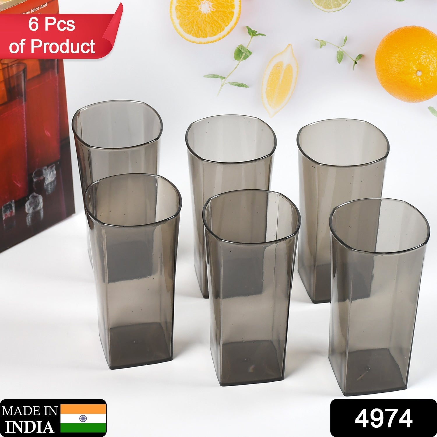Close-up of stylish black square plastic tumblers for versatile use.