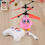 Pink owl Flying Bird RC Toy with LED lights and dual rotors