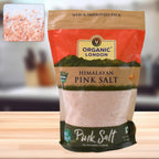 Organic Himalayan Pink Salt pack showcasing mineral rich pink crystals