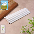 Pack of 50 eco-friendly plain white paper straws, 6mm diameter and 200mm length