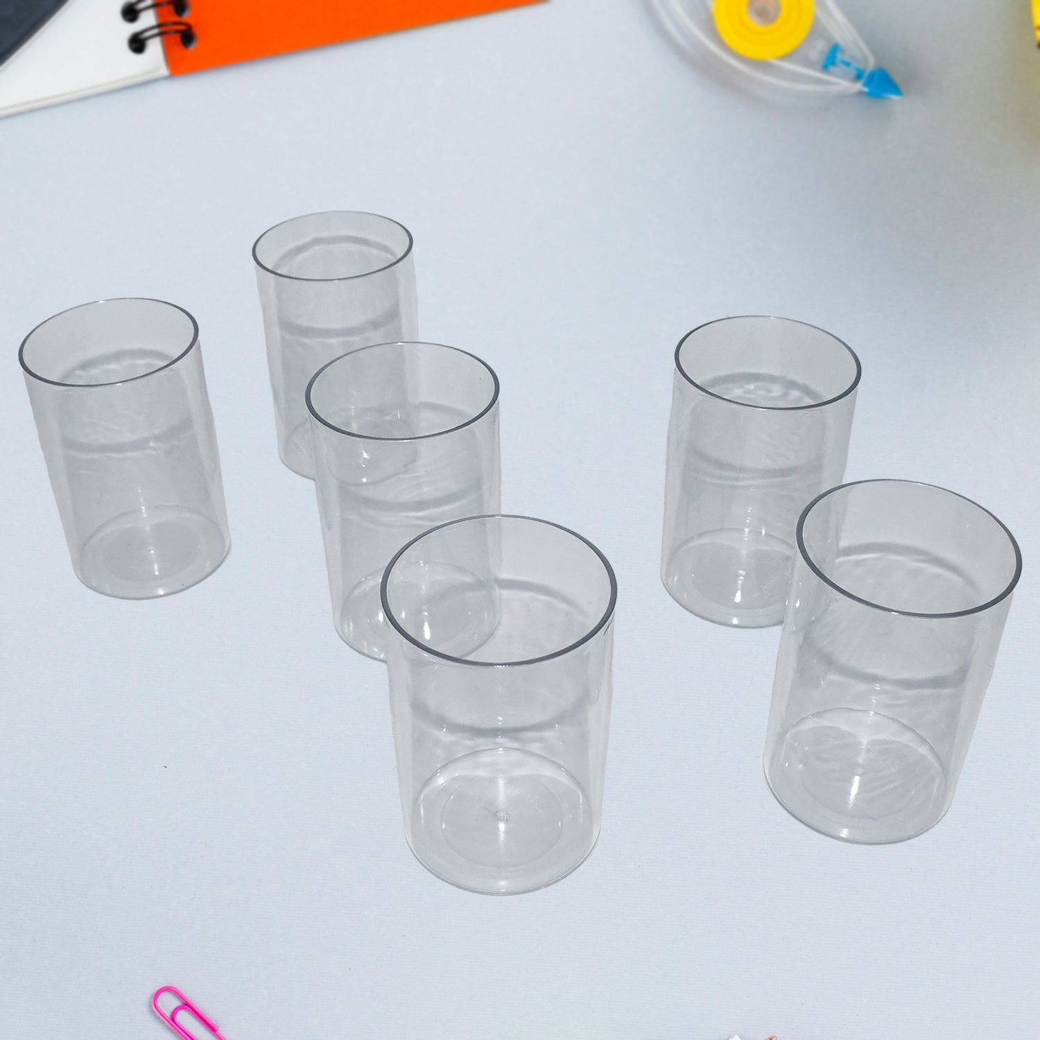 Clear plastic glass set of six tumblers for home and outdoor use